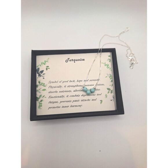 Keenove Dainty Genuine Turquoise Sterling Silver Necklace in Box - Picture 3 of 6